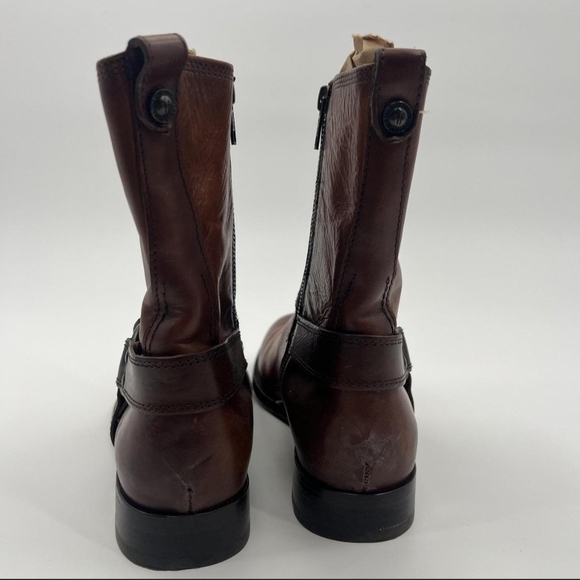 Frye Brown Leather Harness Boots Moto Western Riding  Boots Women's Size 10 - Picture 6 of 10